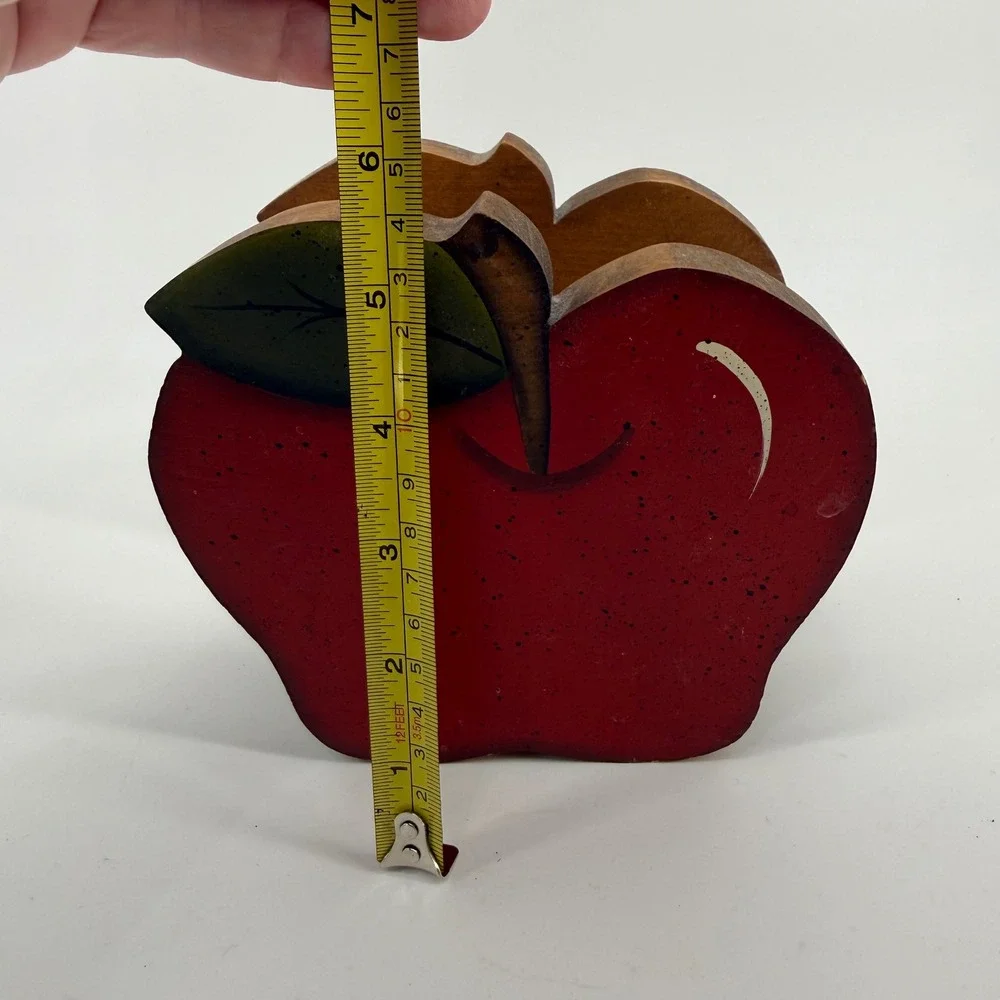 Vintage Red Wooden Handpainted Apple‎ Farmhouse Napkin Holder Cottagecore
